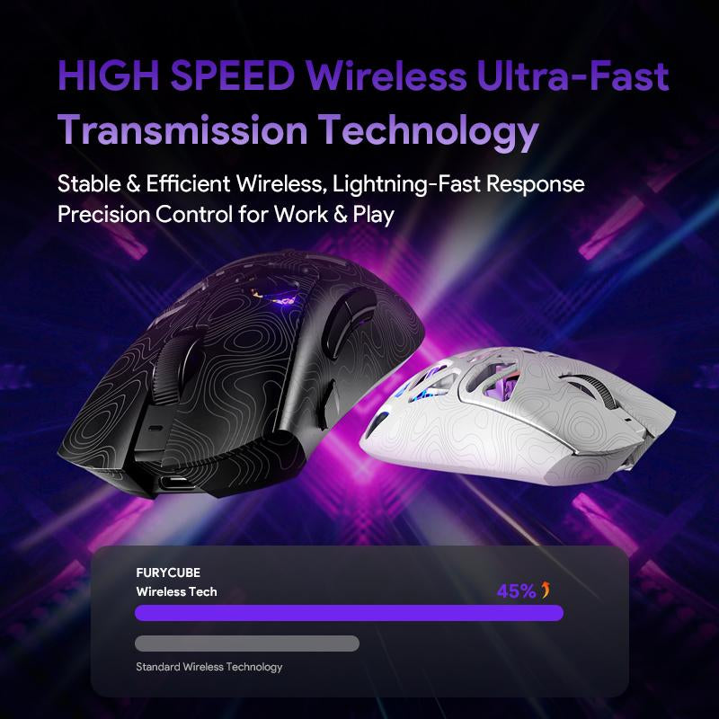 FURYUBE G11 Skeleton Wireless Gaming Mouse Light-Weight PAW3311 Mouse RGB Glow Mouse 2.4G Bluetooth Long Battery Life Laptop Desktop Computer Knob Function Fire Key Gaming Mouse Tiktokshop Blackfriday Christmas Gift