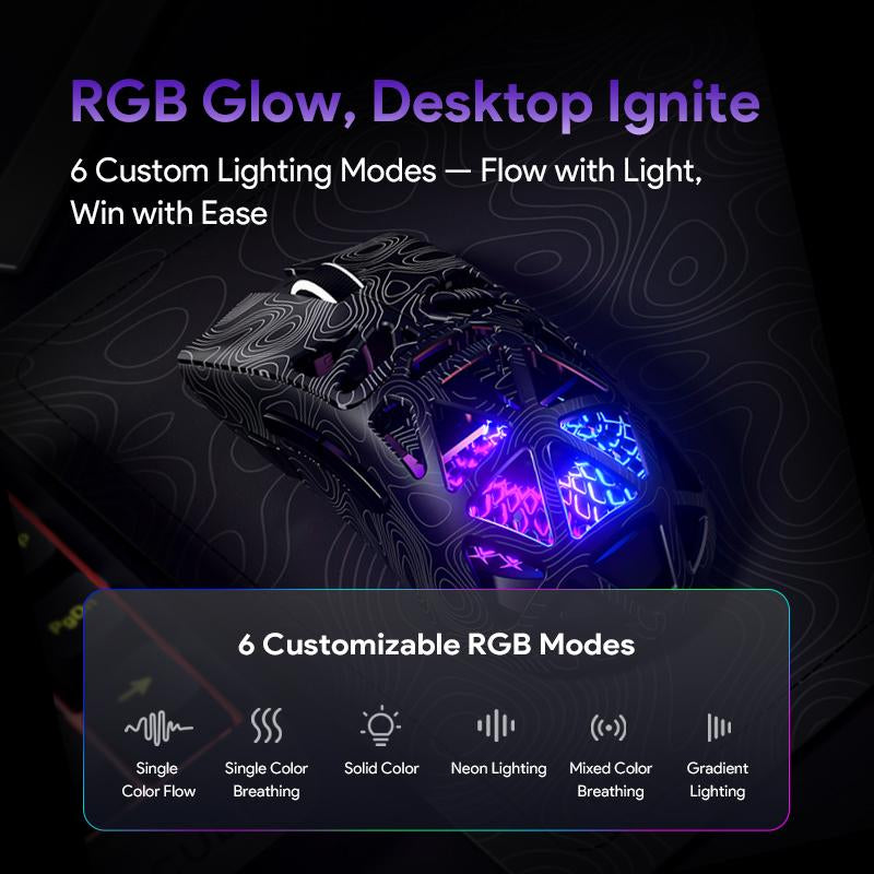 FURYUBE G11 Skeleton Wireless Gaming Mouse Light-Weight PAW3311 Mouse RGB Glow Mouse 2.4G Bluetooth Long Battery Life Laptop Desktop Computer Knob Function Fire Key Gaming Mouse Tiktokshop Blackfriday Christmas Gift