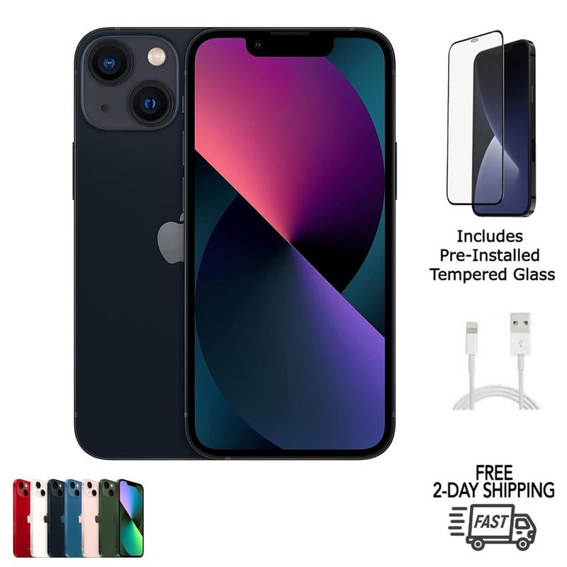 Refurbished Apple Iphone 13 (Unlocked) A2482 Excellent Condition with Pre-Installed Tempered Glass Screen Protector and 1 Year Warranty