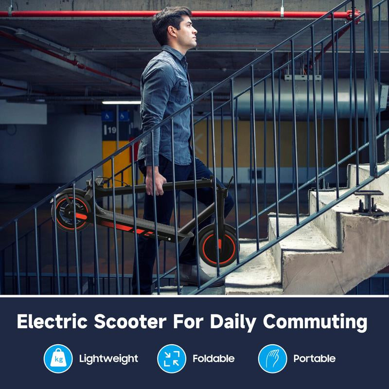 Long Range Commuter V10 Electric Scooter 10'' Vacuumtires, 500W Motor 28 MPH Portable Folding Scooter ,28 Miles of Range , Application Control Adjustment Function&Cruise Control,Daily Commuting and Children'S Leisure and Entertainment