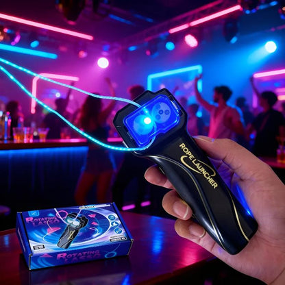 Ropelauncher Fluorescent Rotating Lasso Toy with LED Light USB-C Rechargeable Stress-Relieving String Shooter for Adults & Children Ideal for Indoor & Outdoor Play