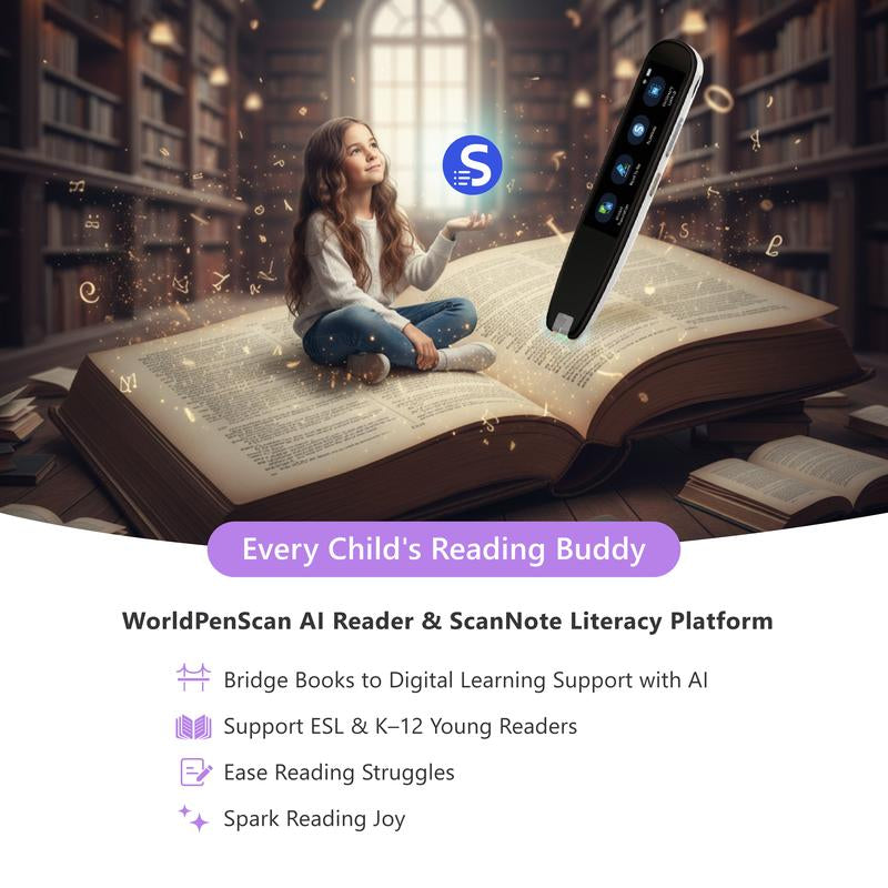 Worldpenscan AI Reader - a Smart Pen Scanner with AI Reading Buddy