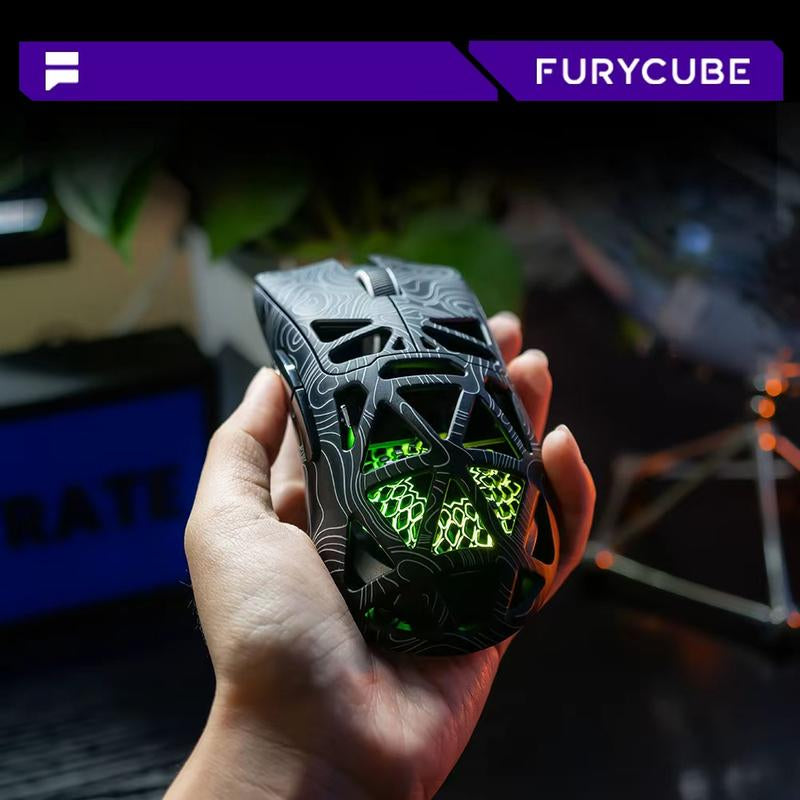 FURYUBE G11 Skeleton Wireless Gaming Mouse Light-Weight PAW3311 Mouse RGB Glow Mouse 2.4G Bluetooth Long Battery Life Laptop Desktop Computer Knob Function Fire Key Gaming Mouse Tiktokshop Blackfriday Christmas Gift